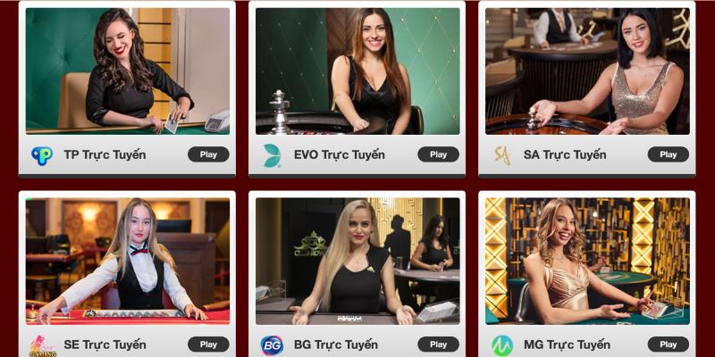 Sảnh Casino với giao diện bắt mắt, đa dạng nhà phát hành